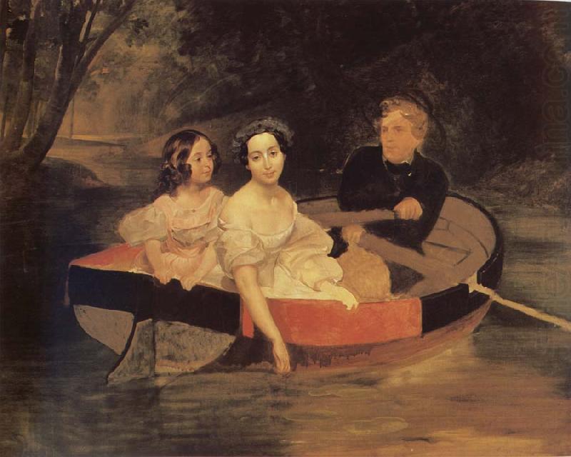 Portrait of the artistand Baroness yekaterina meller-Zakomelskaya with her daughter in a boat, Karl Briullov